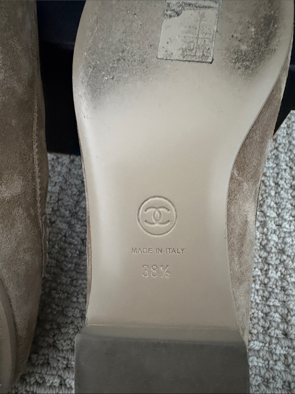 CHANEL Beige Suede CC Logo Loafers - Picture 8 of 9